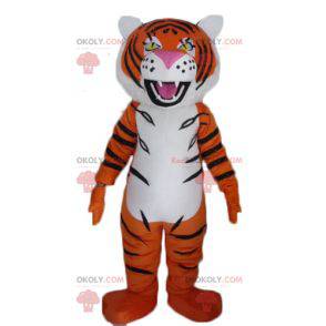 Brüllendes Schwarz-Weiß-Orange-Tiger-Maskottchen -