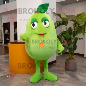 Green Grapefruit mascot costume character dressed with a Jeggings and Keychains