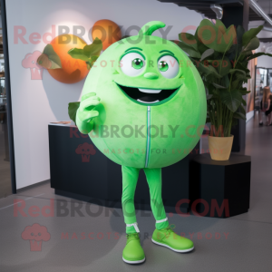 Green Grapefruit mascot costume character dressed with a Jeggings and Keychains