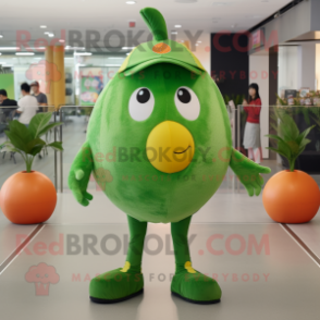 Green Grapefruit mascot costume character dressed with a Jeggings and Keychains