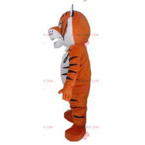 Mascotte de tigre orange blanc et noir rugissant -