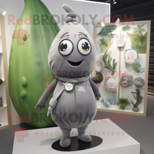 Gray Pear mascot costume character dressed with a Turtleneck and Hairpins