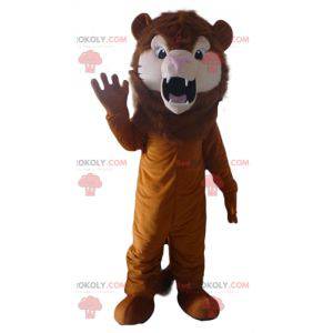 Mascote leão marrom felino rugindo - Redbrokoly.com