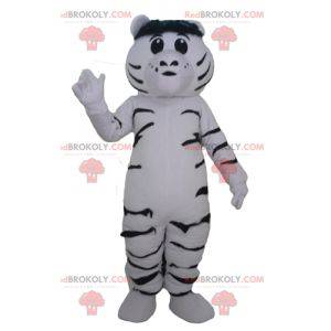 Gigante e commovente mascotte tigre bianca e nera -
