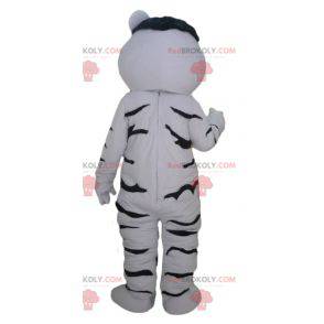 Gigante e commovente mascotte tigre bianca e nera -