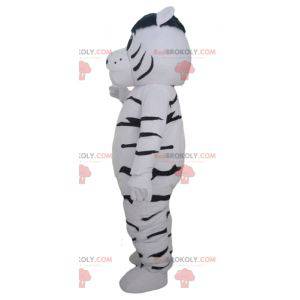 Mascote tigre gigante e comovente, branco e preto -