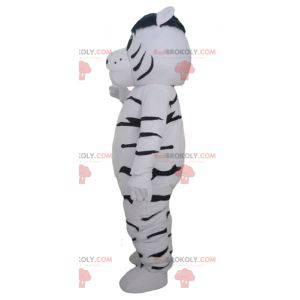 Mascote tigre gigante e comovente, branco e preto -