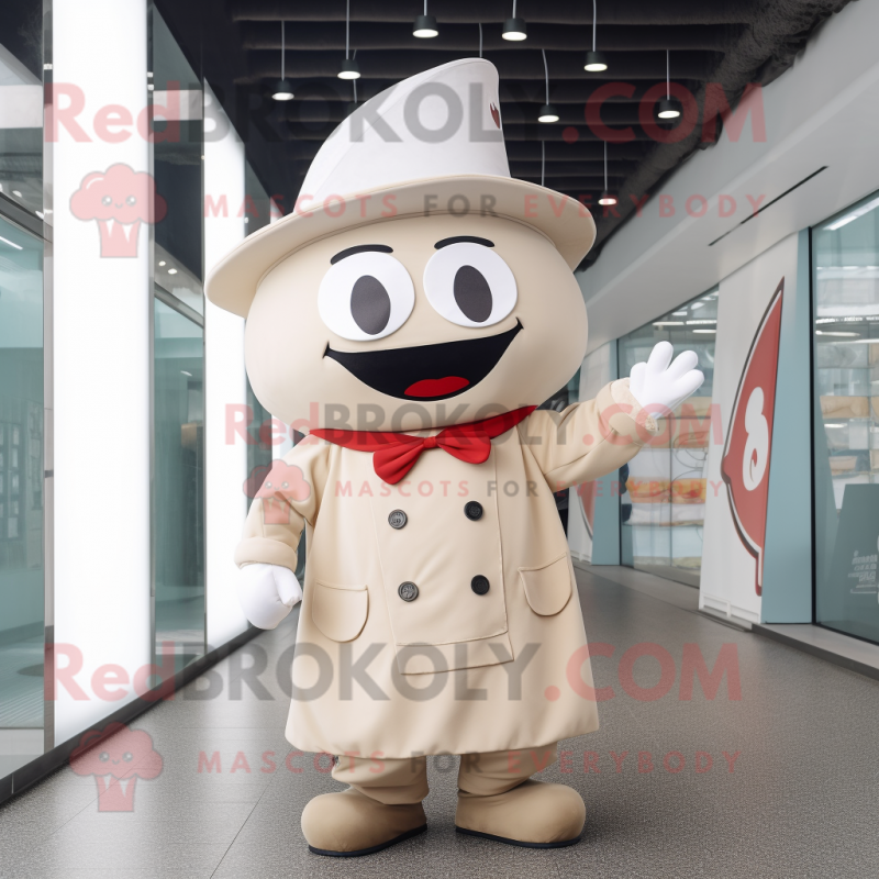 Cream Ray mascot costume character dressed with a Chinos and Berets