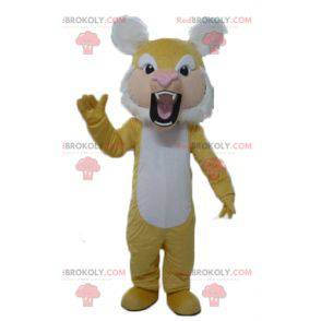 Mascote tigre amarelo e branco rugindo - Redbrokoly.com