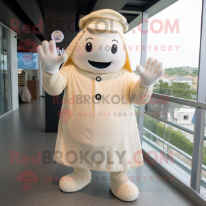 Cream Ray mascot costume character dressed with a Chinos and Berets
