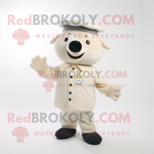 Cream Ray mascot costume character dressed with a Chinos and Berets