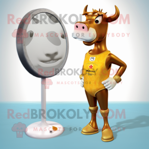 Guld Guernsey Cow maskot...