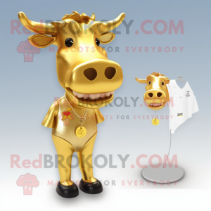 Gold Guernsey Cow maskot...