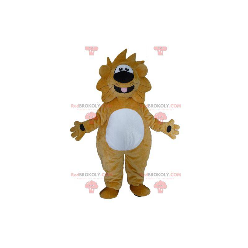Maskot velký žlutý a bílý lev zábavný a přátelský - Maskot velký žlutý a bílý lev zábavný a přátelský -