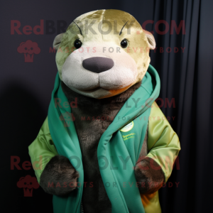 Grön Otter maskot kostym...