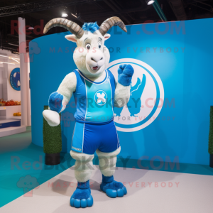 Blue Goat maskot kostym...