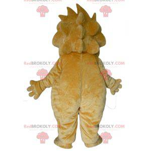 Mascot big yellow and white lion funny and friendly -