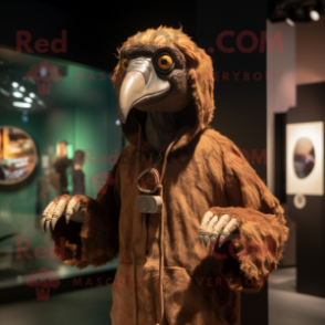 Brown Vulture mascot costume character dressed with a Hoodie and Keychains