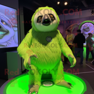 Lime Green Sloth mascotte...