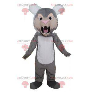 Roaring white and beige gray tiger mascot - Redbrokoly.com