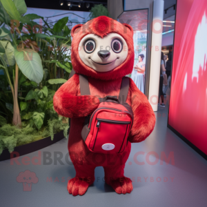 Red Sloth maskot kostume...