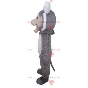 Mascote tigre cinza branco e bege rugindo - Redbrokoly.com