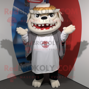 White Pulled Pork Sandwich mascot costume character dressed with a Hoodie and Rings