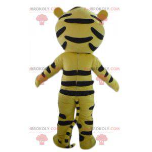 Ragazzo mascotte vestito in costume da tigre gialla -