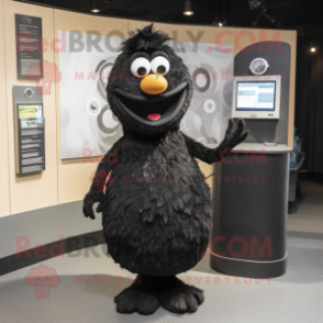 Black Aglet mascot costume character dressed with a Wrap Dress and Earrings