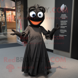 Black Aglet mascot costume character dressed with a Wrap Dress and Earrings