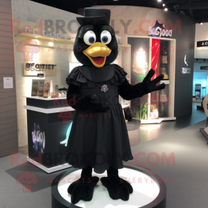 Black Aglet mascot costume character dressed with a Wrap Dress and Earrings