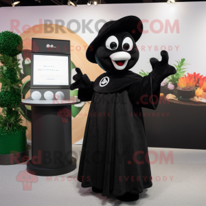 Black Aglet mascot costume character dressed with a Wrap Dress and Earrings