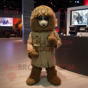 Brown Soldier mascot costume character dressed with a Cover-up and Keychains