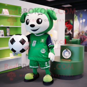 Forest Green Soccer Ball mascot costume character dressed with a Romper and Wallets