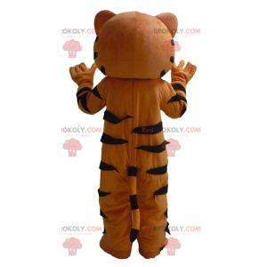 Very successful giant black and white orange tiger mascot -