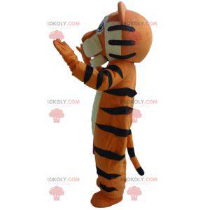 Velmi úspěšný obří černobílý oranžový tygr maskot -