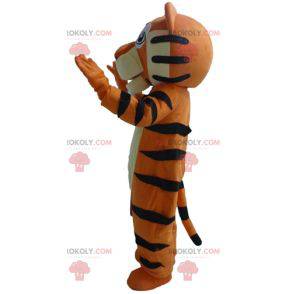 Very successful giant black and white orange tiger mascot -