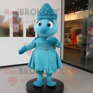 Cyan Army Soldier mascotte...