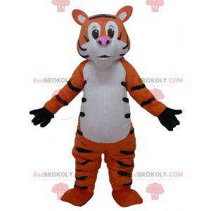 Kæmpe og sjov orange hvid og sort tiger maskot - Redbrokoly.com