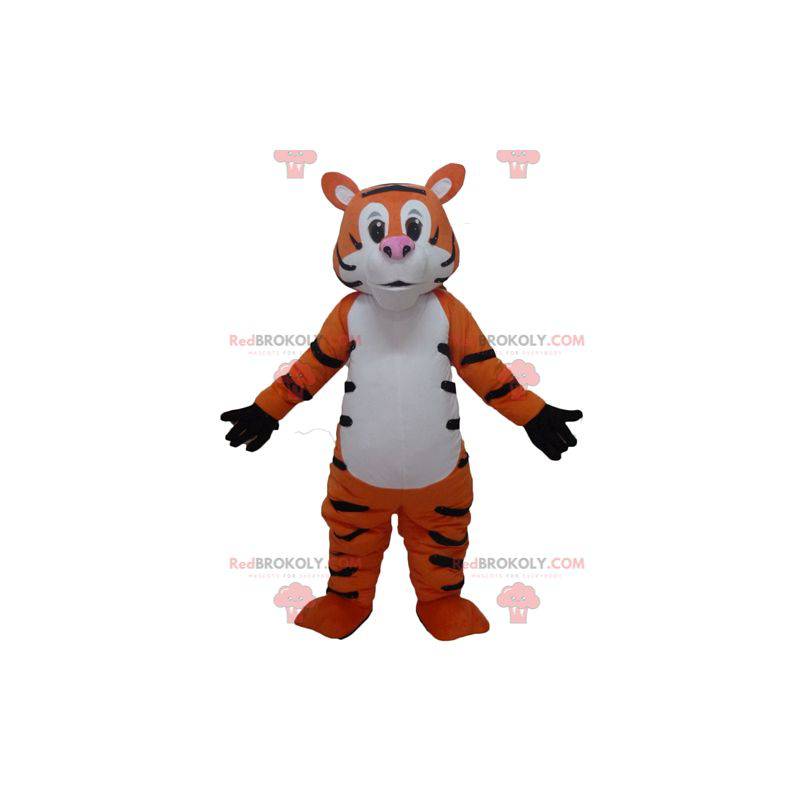 Mascota de tigre blanco y negro naranja gigante y divertido - Mascota de tigre blanco y negro naranja gigante y divertido -