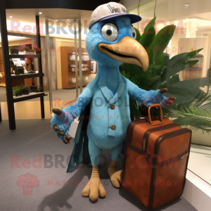 nan Archeopteryx mascot costume character dressed with a Henley Shirt and Briefcases
