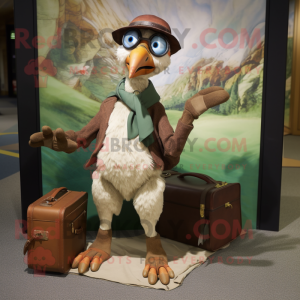 nan Archeopteryx mascot costume character dressed with a Henley Shirt and Briefcases