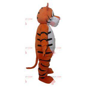 Mascotte de tigre orange blanc et noir géant et rigolo -