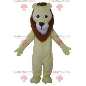 Mascote leão amarelo marrom e branco de muito sucesso -