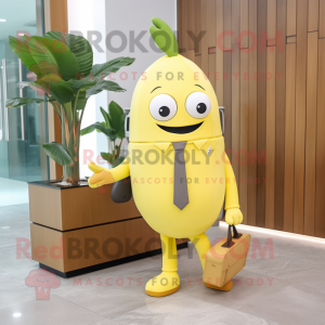 Lemon Yellow Banana mascot costume character dressed with a Blazer and Briefcases