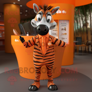 Orange Zebra maskot kostume...