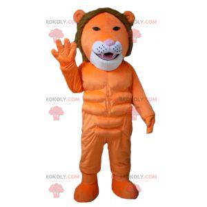 Mascotte arancione leone bianco e marrone molto originale e