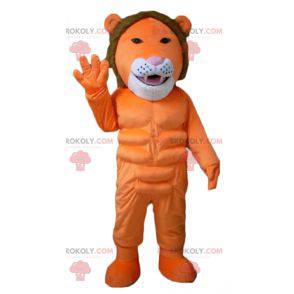 Mascotte arancione leone bianco e marrone molto originale e