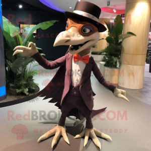 nan Pterodactyl mascot costume character dressed with a Suit and Bracelets