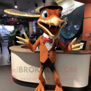 nan Pterodactyl mascot costume character dressed with a Suit and Bracelets